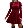 thumbnail image 5 of FOLUNSI Velvet Ruffle Gigot Swing Dress: Chic & Flattering, 5 of 5