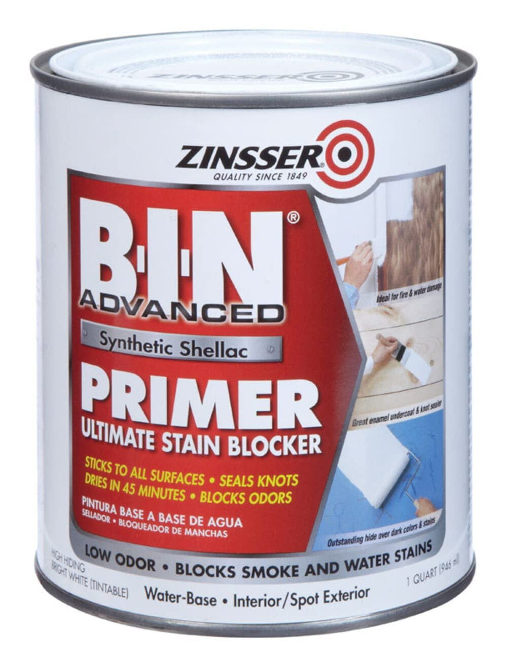 Zinsser Bin Primer Advanced - Quick Dry, White - 1 Quart — Home & Garage Storage, Stackable Design