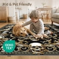 thumbnail image 4 of ODIKA 2'x3' Washable Doormat Non-Slip, Low Pile Skull Gothic Skeleton Damask Baroque Scroll Ornate Filigree Border for Entryway, Kitchen, Laundry Room, 4 of 7