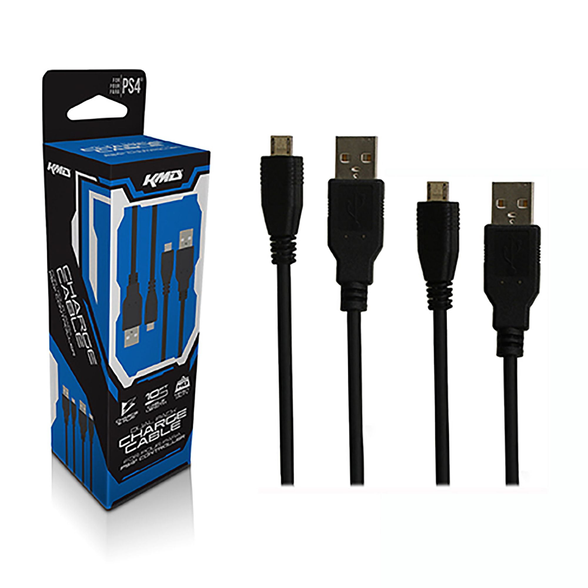 KMD Dual Pack Charge Cable for Sony PS4 Controllers