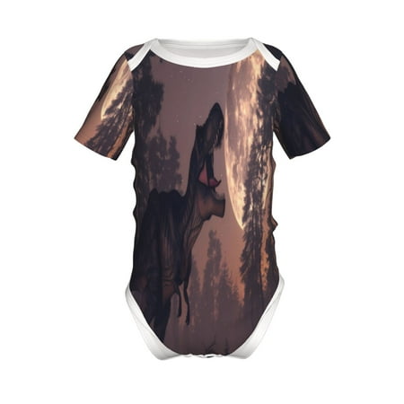 

Junzan Dinosaur Moonlit Forest Print Short-Sleeve Baby Climbing Clothes Bodysuits for Infant One-Piece for Baby Boys & Girls Baby Clothes Baby Romper with Snap Closure-3 Months