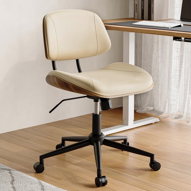 Silla de oficina BERYTH sin brazos, de cuero PU ajustable y giratoria