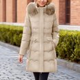 thumbnail image 2 of Long Puffer Jacket for Women Thickened Winter Coat Hooded with Deep Pockets Ladies Warm Winter Padded Jacket, 2 of 5