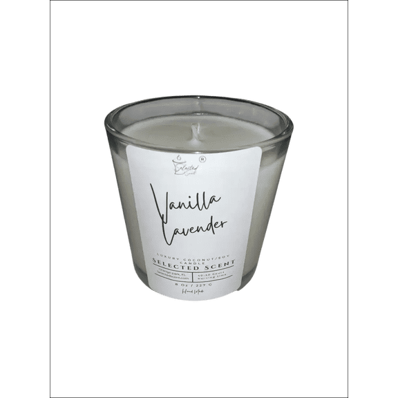 Vanilla Lavender 8 Ounce Luxury Candle Long Lasting Scented