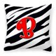 thumbnail image 1 of "Treasures CJ1024-BPW1414 Monogram Initial B Zebra Red Fabric Pillow, grande, multicolor" Caroline's Treasures CJ1024-BPW1414, 1 of 1