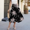 thumbnail image 5 of Summer Skirt for Women Drawstring Elastic High Waisted Skirts Trendy Floral A Line Swing Skirt Vacation Wear, 5 of 6