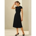 thumbnail image 3 of DARING DIVA Mock Neck Cap Sleeve Belted A-Line Dress L Black, 3 of 6
