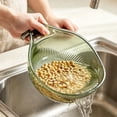 thumbnail image 3 of Multifunctional Rice Strainer with Handle, Fine Mesh Plastic Colander for Washing Fruits Vegetables Draining Pasta, Space-Saving Kitchen Basket, 3 of 5