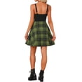 thumbnail image 3 of INSPIRE CHIC Women's Dress Plaid Sweetheart Neck Sleeveless Lace Up Mini Fit & Flare Dresses L Army Green, 3 of 5