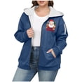 thumbnail image 2 of Aimik Women Heavyweight Sherpa Fleece Hoodie Sweatshirt with Christmas Graphic Warm Full Zip Up Outdoor Jacket for Winter Holidays, 2 of 5