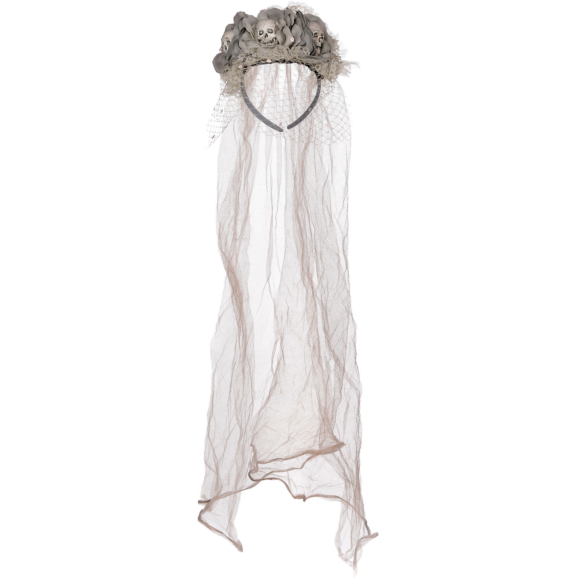 Amscan 846154 Ghost Bride Skull Veil Headband Couture, One Size