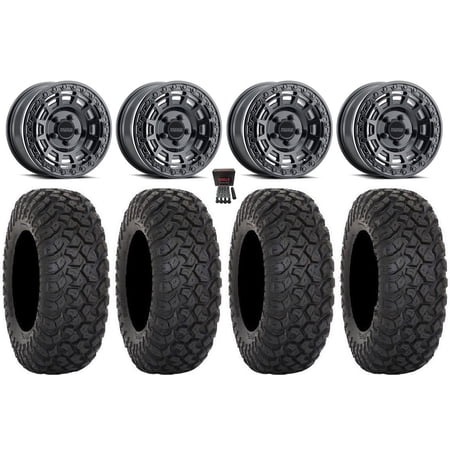 Method 415 Bdlk 15 Wheels Bk +38mm 35 RT320 Tires Polaris RZR Turbo R & Pro R Ranger 1500 Xpedition