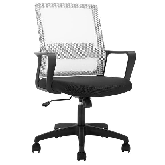 FDW Ergonomic Mesh Office Chair - Adjustable Mid-Back Computer Desk Chair with Lumbar Support, White