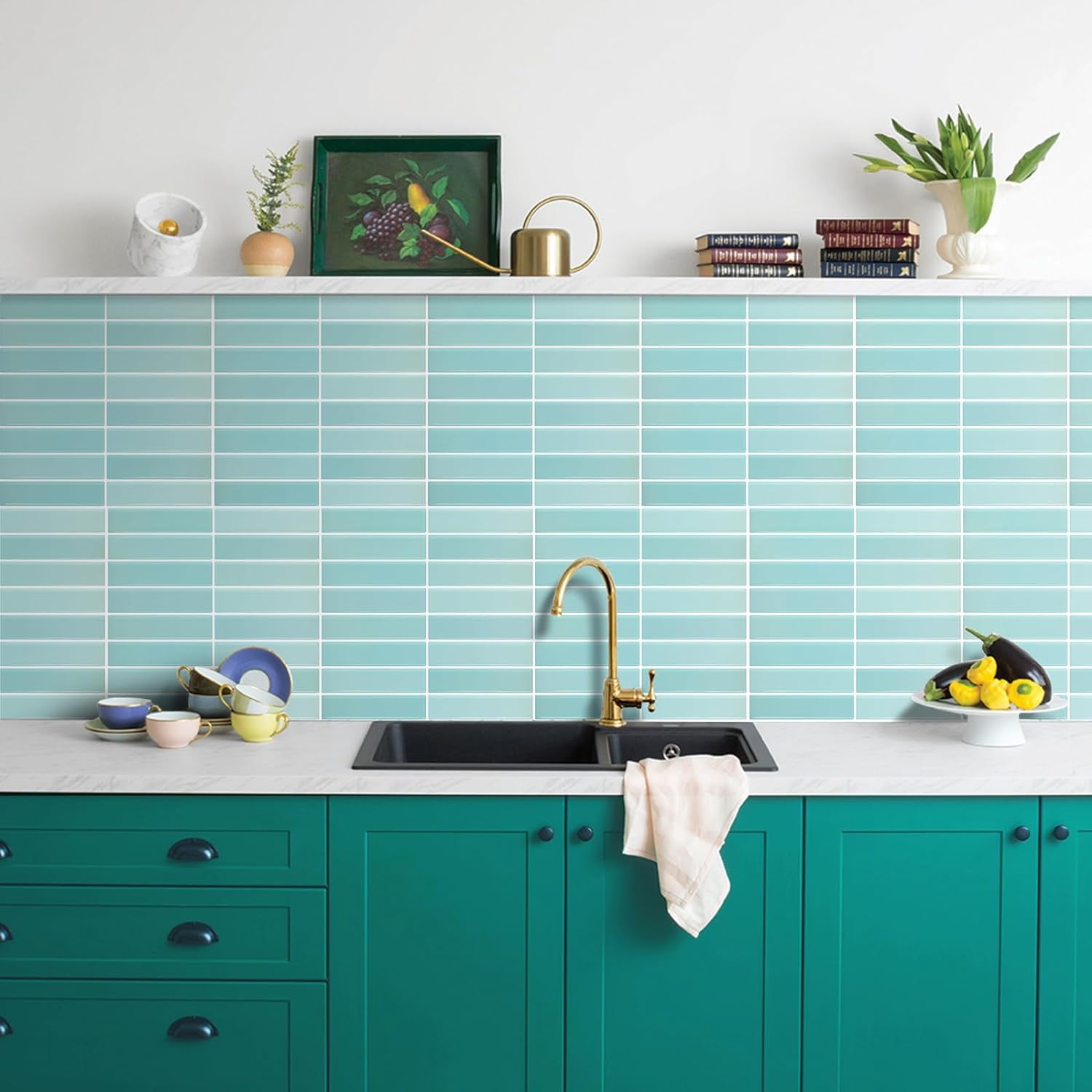 Clever Mosaics Self Adhesive Vinyl Decal Premium Finger Tile Backsplash for Kitchen Bathroom (10-Sheet)