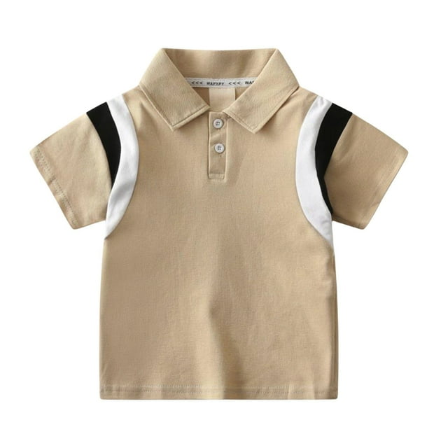 WEIYLL Polos pour Garçons Manches Courtes Boutonnés Fermeture Patchwork Confortable Hauts Graphiques pour 5-6 Ans