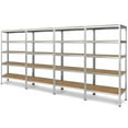 thumbnail image 1 of Gymax 4PCS 72'' Steel 5-tier Garage Shelf Metal Storage Adjustable Unit Silver, 1 of 9