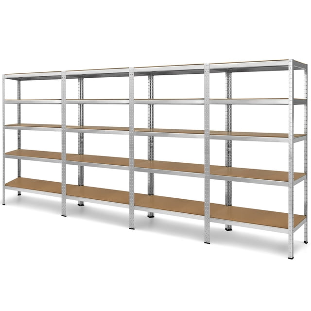 Gymax 4PCS 72'' Steel 5-tier Garage Shelf Metal Storage Adjustable Unit Silver