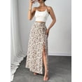 thumbnail image 4 of White Ditsy Floral High Slit Maxi Skirt For Women – Elegant Flowing Wrap Style With Side Split, 4 of 7