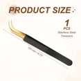 thumbnail image 2 of Uxcell High Precision Lash Tweezers, 4.7"(120mm) Stainless Steel Eyelash Extension Tweezer Casual Beauty Tools for Eyelash Extensions, Black Gold, 2 of 7