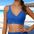 thumbnail image 2 of Hduncf Women Plus Size Bikini Top Twist Front Swimsuit Top Push Up Full Coverage Bathing Suit Trendy Swim Bra for Large Bust Blue M, 2 of 5