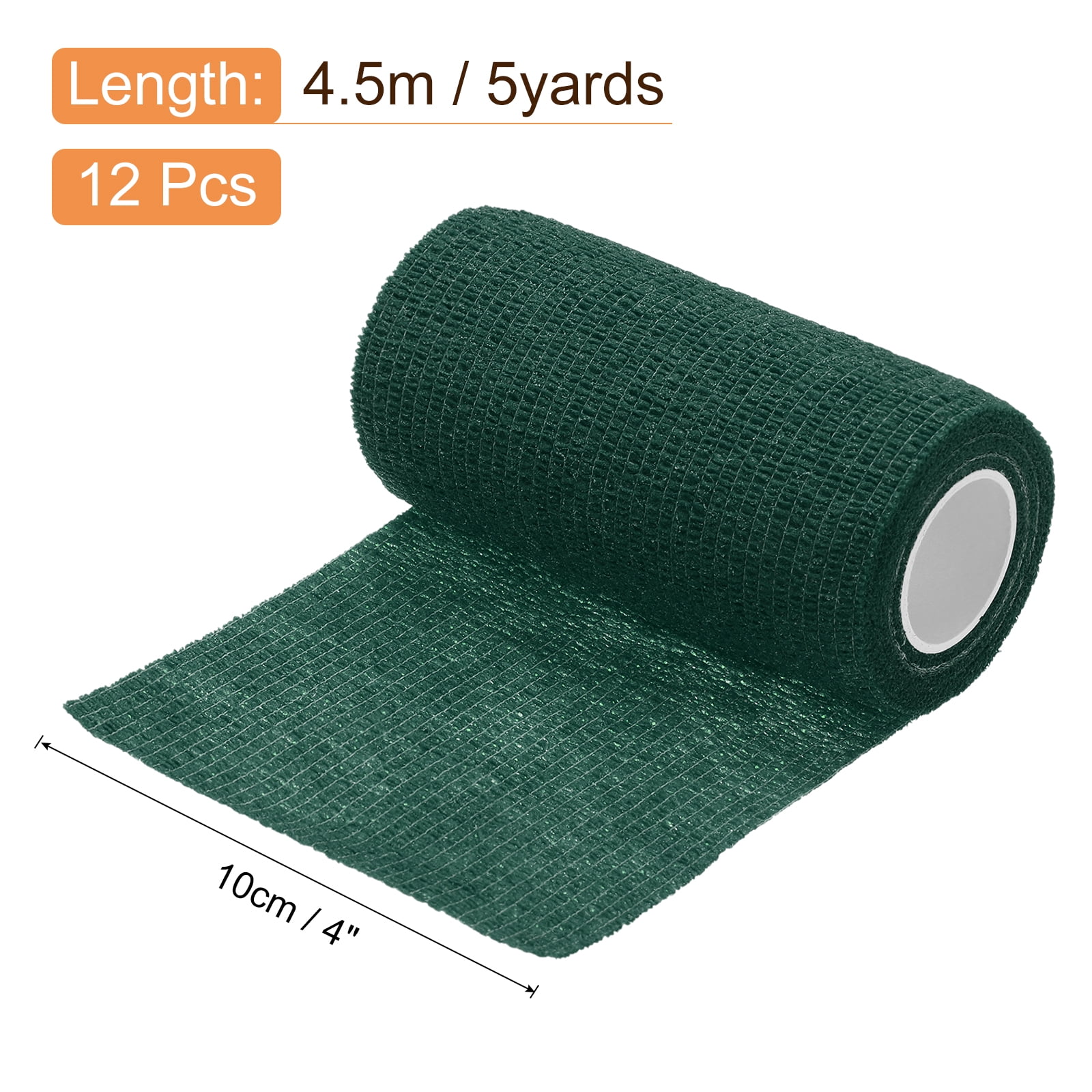 12 Pack Elastic Cohesive Bandage Wrap 4 Inch x 5 Yards Breathable Self Adhesive Athletic Tape Roll Deep Green
