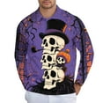 thumbnail image 2 of Awdenio Men's Shirts Long Sleeve Cute Halloween Shirts Print Casual Vintage Classic Golf Shirt, 2 of 7