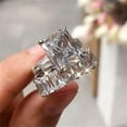 thumbnail image 3 of Luxury Cubic Zircon 2pcs/set 925 Silver Rings Engagement Jewelry Sz 6-10, 3 of 5