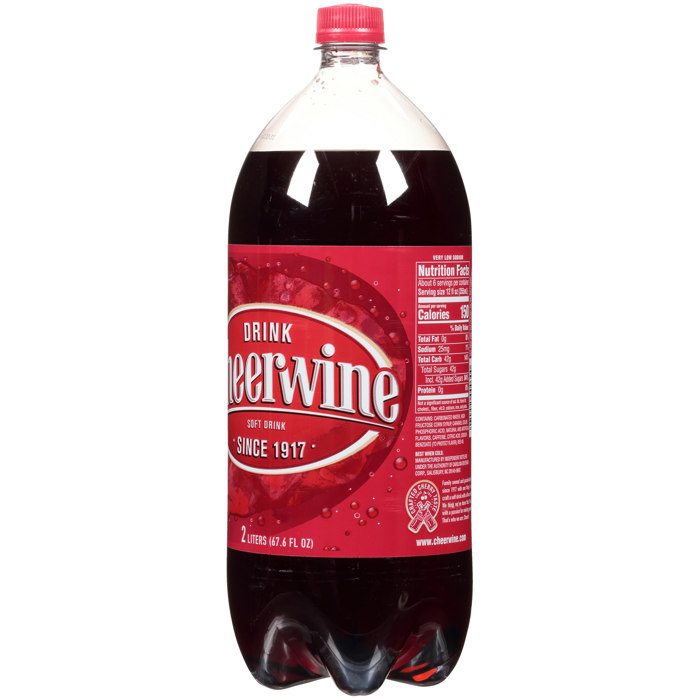 Cheerwine Cherry Cola Soda Pop, 2 Liter Bottle