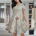 thumbnail image 2 of Beige Rug Geometric Design Pattern Women's Classic Swing Skater Dress Casual Work Party Cocktail Dresses, 2 of 6