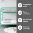 thumbnail image 3 of Kacho Metal Bunk Bed, Twin Over Twin Bunk Bed with Safety Full-Length Guardrail and Ladders, Space Saving Bunk Bed for Adults Teens, Twin Bunk Bed for Bedroom, Dorm, Easy Assembly, Noise Free, Green, 3 of 6
