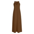 thumbnail image 4 of ClodeEU Women's V Neck Sleeveless Loose Fit Dress with Pockets ,Casual Flowy Relaxed Midi Sundress Coffee,Women's Plus S, 4 of 6