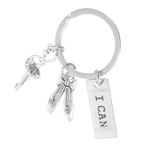 LULULION Keychain Dance Ballet Charm Silver Motivational Women 1Set