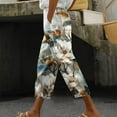 thumbnail image 2 of Cavosen Women's Capri Pants Drawstring Plus Size Capris Drop Crotch Elastic Waist Pants Lightweight Baggy Pants with Pockets, 2 of 5