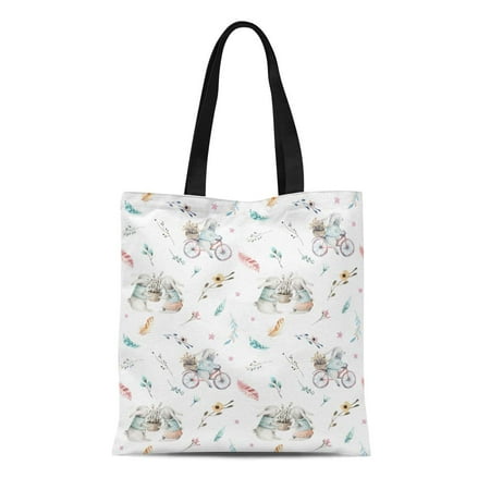 Rabbit Fur Purse Handbag (ASHLEIGH Canvas Tote Bag Cute Baby Rabbit Forest for Children Woodland Watercolor Reusable Shoulder Grocery Shopping Bags)