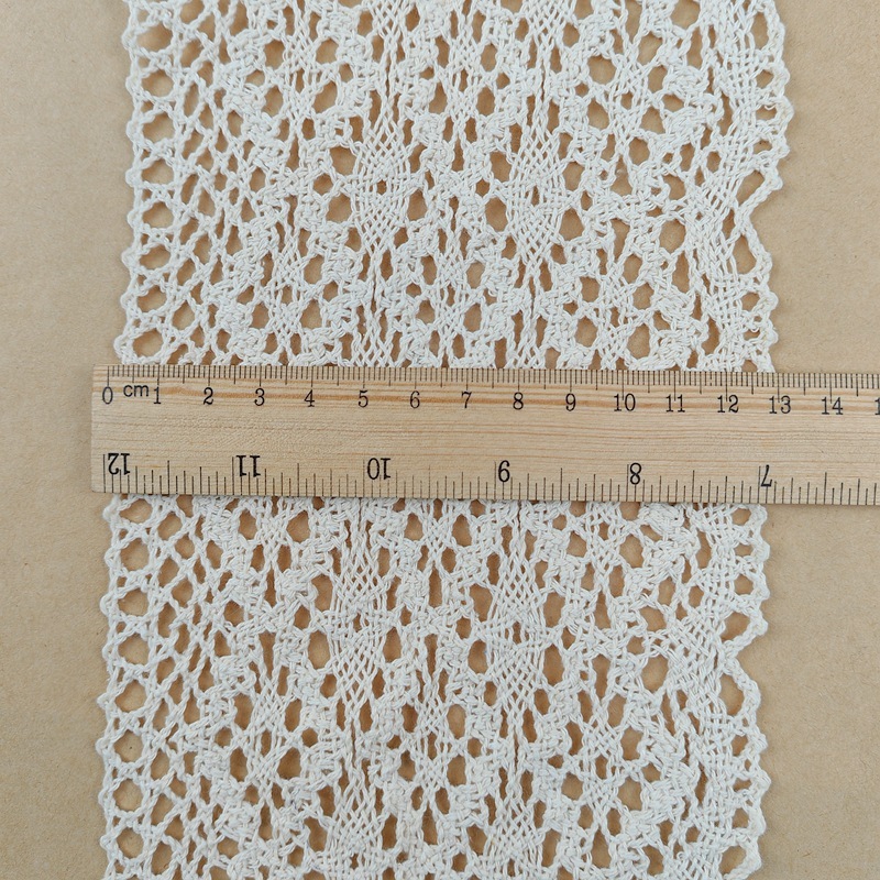 Beige Lace Ribbon 10 Yards Cotton Lace Trim Crochet Sewing Lace for Crafts, Gift Package Wrapping, Bridal Wedding Decoration, Widen 5.1 inch,Style 4