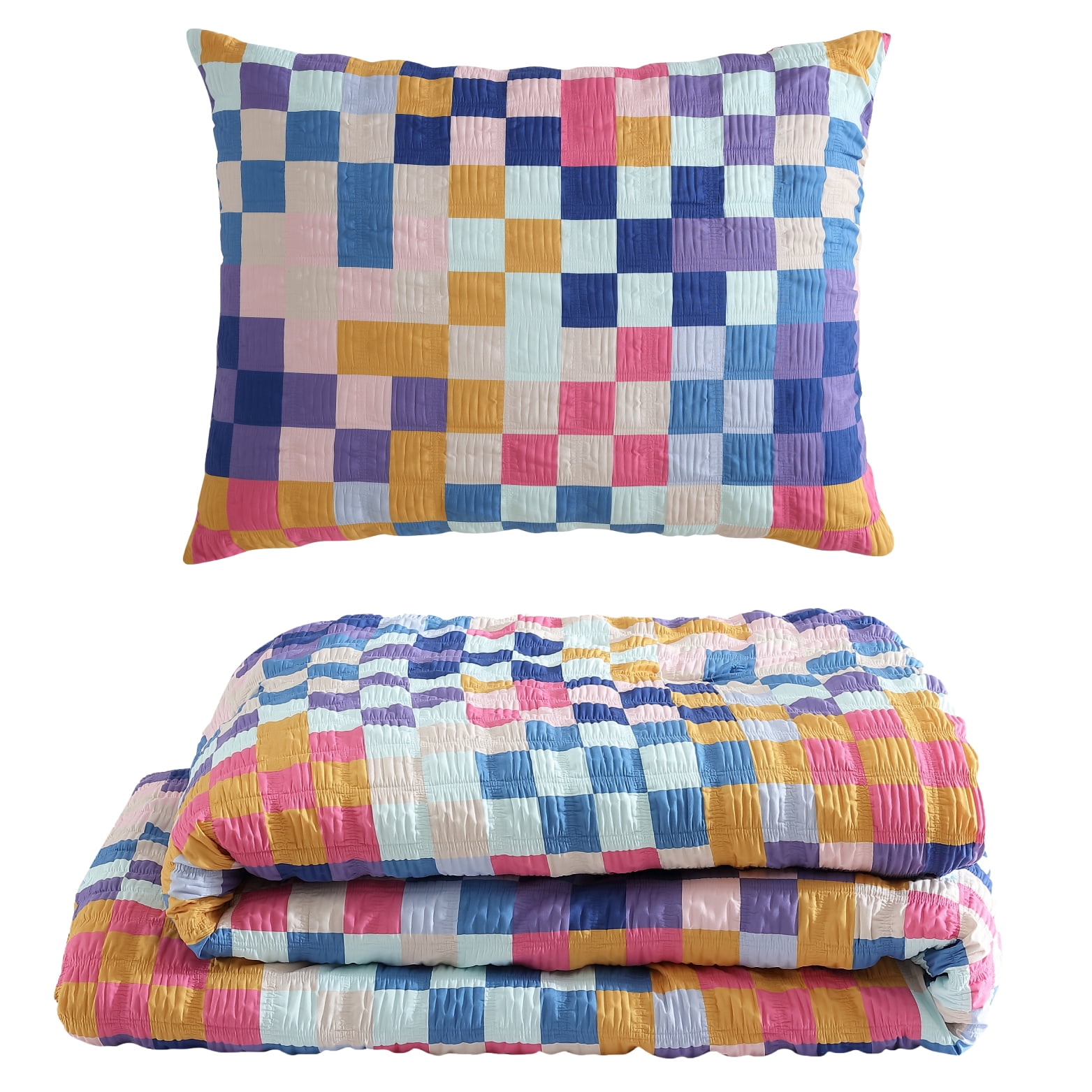 Urban Shop 2-Piece Textured Multi-Check Comforter Set, Twin/TwinXL