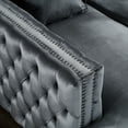 thumbnail image 6 of Inge Grey/Silver Velvet Club Chair - Silver Nailhead Trim, Button Tufted, Metal Y-Legs, 6 of 9