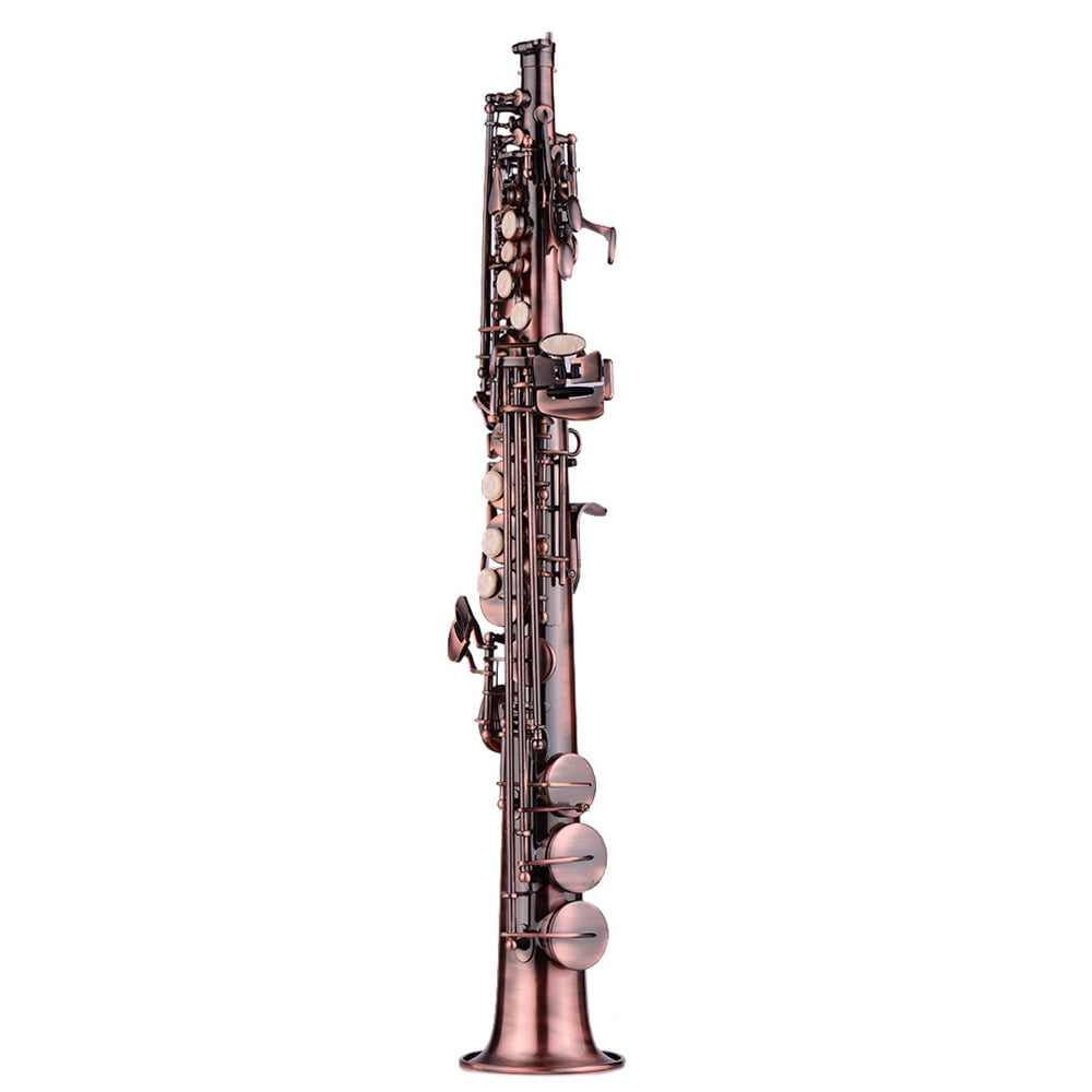 Soprano Saxophone Soprano Saxophone Kit Professional Brass Straight Bb Soprano Saxophone Ni Plated Sax Woodwind Instrument Carve Pattern With Case Gloves Cleaning Cloth Straps