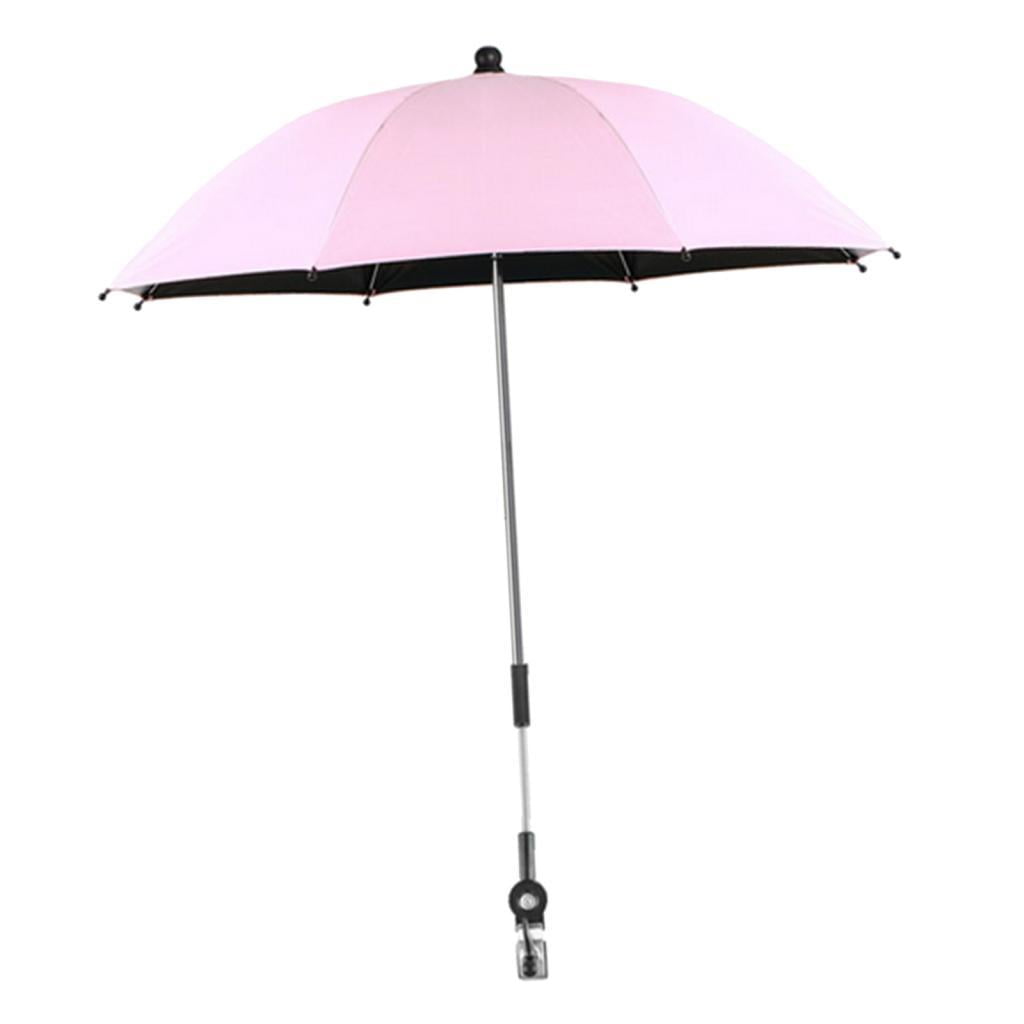LeeQinersw Universal Stroller Umbrella with UV , Baby Stroller Parasol 85cm/33.5in with Umbrella Clip, 36 Degree Adjustable for Beach Chairs , Pink
