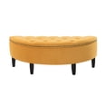 thumbnail image 4 of 43.3 Inch Storage Bench, Modern Upholstered Bed End Chair with Button Tufted Seat Cushion and Wood Legs, Curved Storage Ottoman for Living Room Bedroom, Yellow, 4 of 7