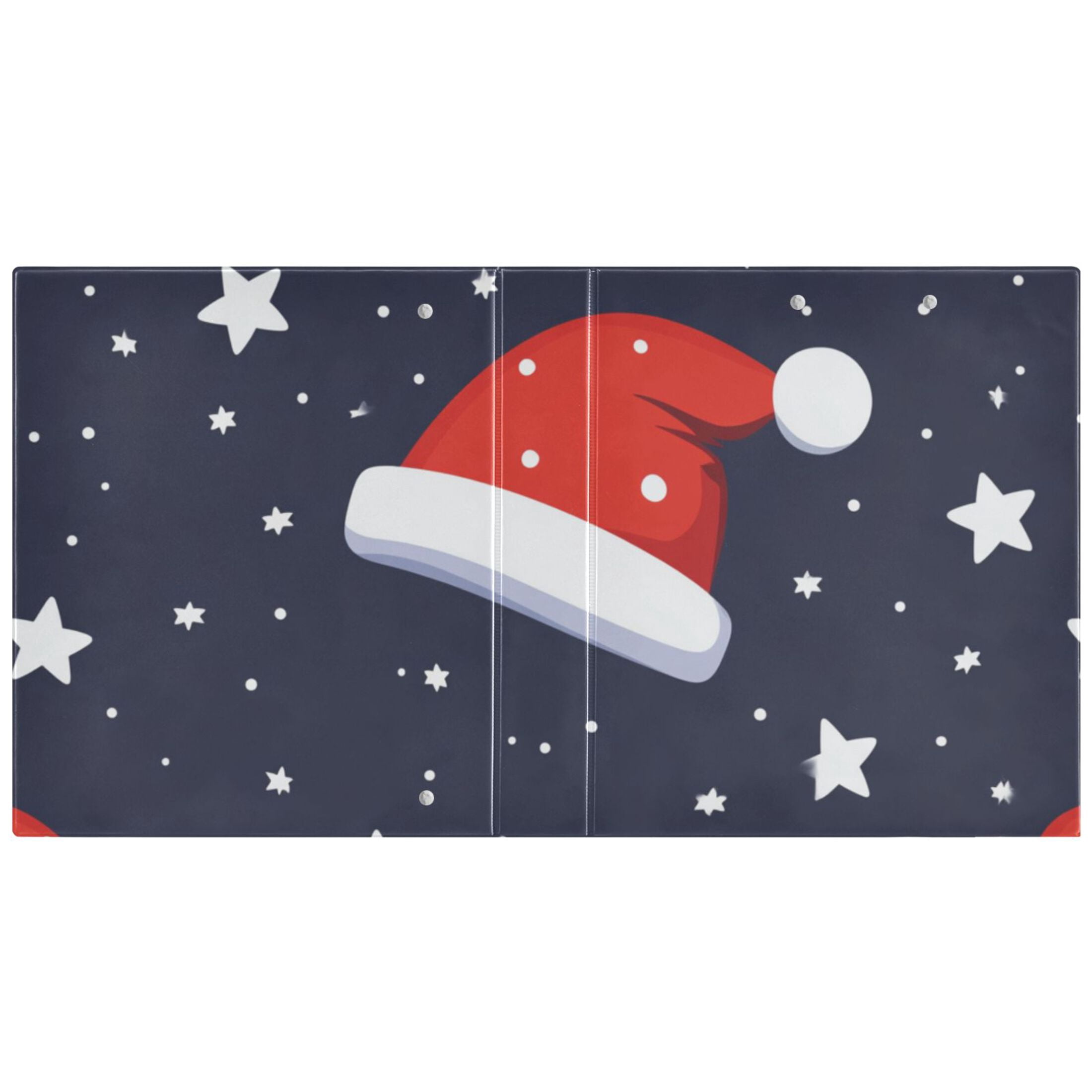 Christmas Santa Hats Stars 3 Ring Binders 1.5 inch Hardcover File Folders with Interior Pockets A4 Size Organizer for School Office Hospital