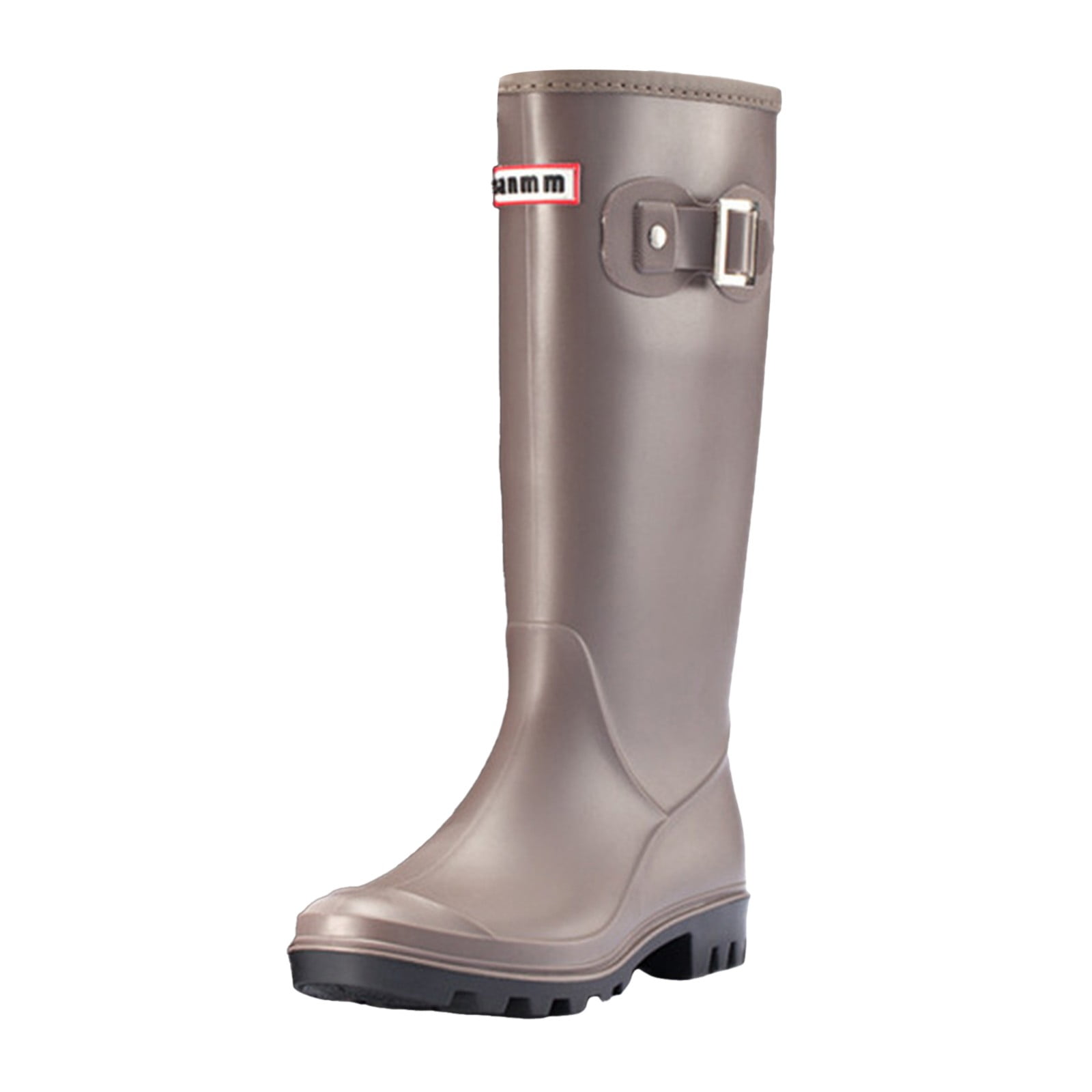 Mepaouo Women's Knee High Rain Boots Waterproof Rubber Garden Boots Work Tall Fishing Boots(Coffee,6)