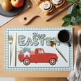 thumbnail image 2 of Happy Easter Placemats Set of 8 Spring Watercolor Truck Bunny Eggs Blue Plaid Place Mats Indoor Wipeable Table Mats Washable Dining Table Placemats for Kitchen Holiday Party Home Decor 13x19 Inch, 2 of 9