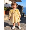 thumbnail image 4 of RUINIXCW Little Girl Plaid Dress Long Sleeve Square Neck A-line Dress with Bow Decor, 4 of 8