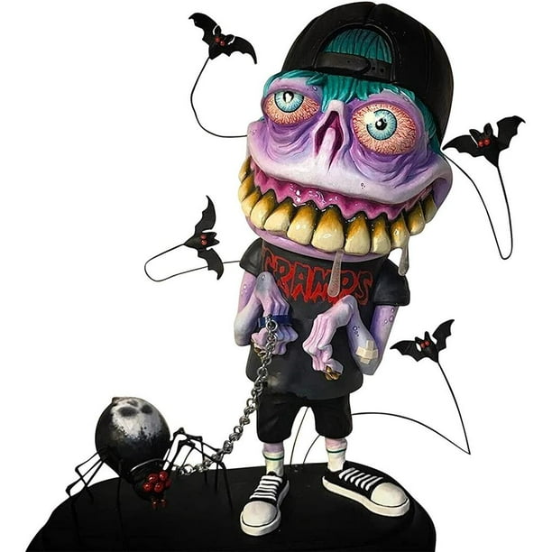 Inteprter Estatua de monstruo enojado, adorno de resina de monstruo de boca grande de terror para decoración de Halloween Kits de decoración para fiestas No. 4 Inteprter HA043104-03