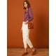 thumbnail image 3 of Allegra K Blusa de oto?o con volantes y cuello en V con lazo floral vintage para mujer Ciruela XS, 3 of 6