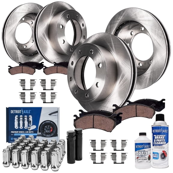 Detroit Axle - Brake Kit for Chevrolet GMC Avalanche Suburban Yukon XL 2500, Silverado Sierra 2500 3500 HD, Brake Rotors Ceramic Brake Pads Wheel Lug Nuts Socket Keys Replacement