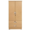 thumbnail image 2 of Better Home Products Grace Wood 2-Door Wardrobe Armoire with 2-Drawers in Maple, 2 of 5