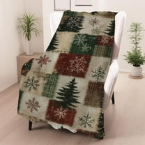 KOYPTL Christmas Flannel Throw Blanket,Warm Plaid Shawl Blankets for Couch Bed Chair Lounging Office Holiday Winter Home Decoration,Soft Xmas Tree Festive Cover Fleece Rug Gifts for Kids Women Girls