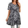 thumbnail image 3 of Fantaslook Plus Size Womens Tunic Tops Short Sleeve Casual Floral Shirts Swing Flare Dressy Blouses, 3 of 7